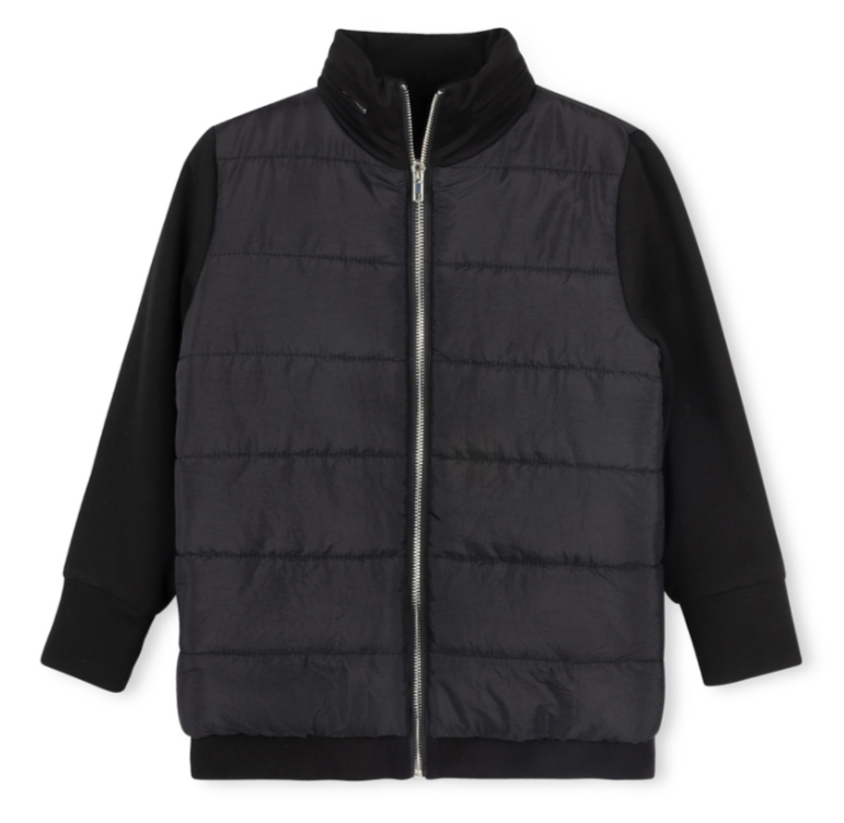 Puffed Front and Knit Sleeves Jacket