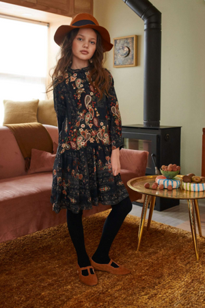 Black Georgette Paisley Embroidered Dress