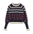 Geometric Print Ruffle Sweater