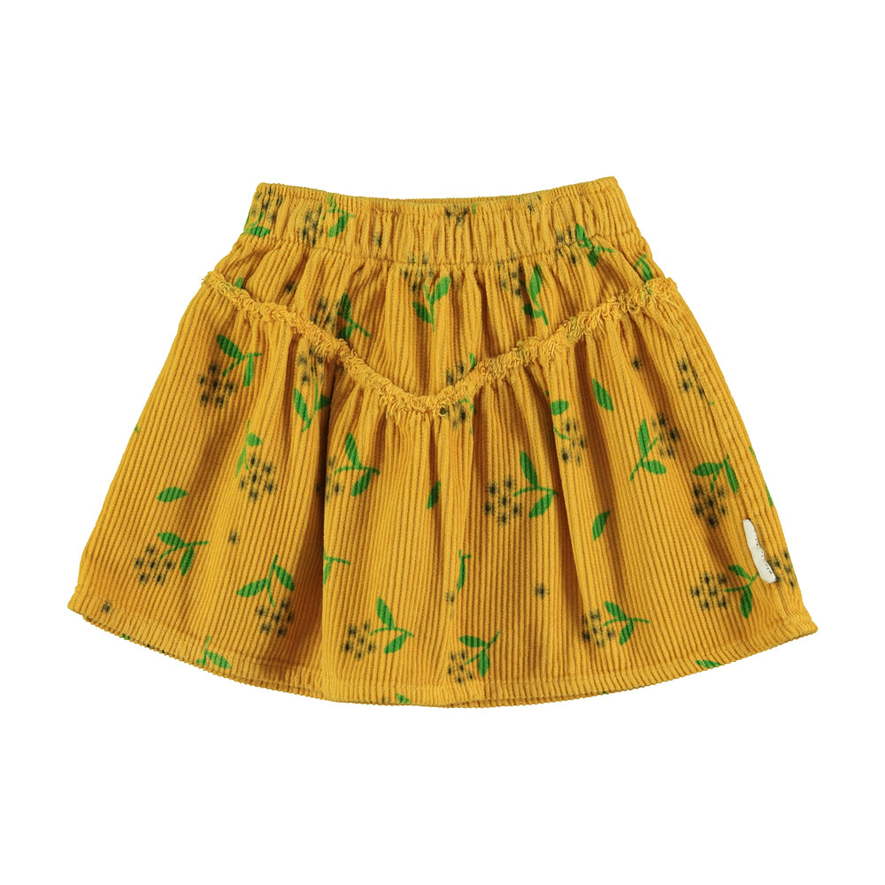 Yellow Corduroy Skirt w flowers