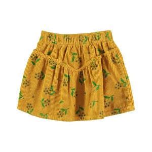 Yellow Corduroy Skirt w flowers