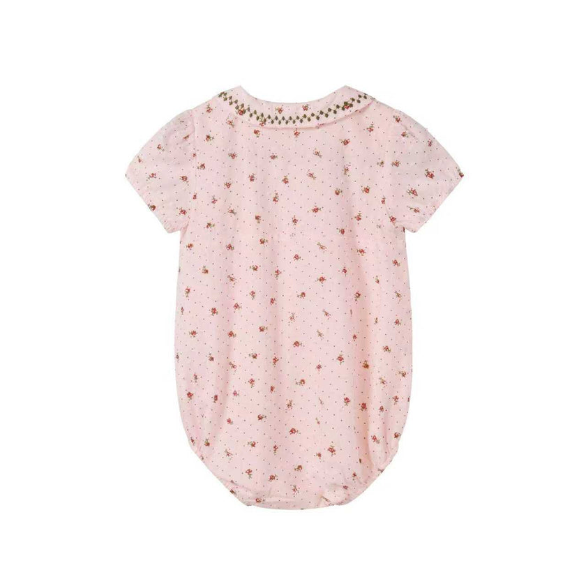 Nou Nelle Smocked Pink Romper