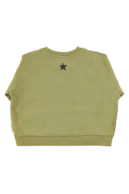 Olive Green Sweatshirt w/ Tiger Print