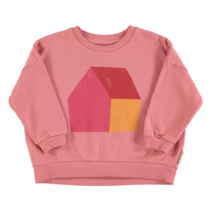 Pink sweatshirt w house print