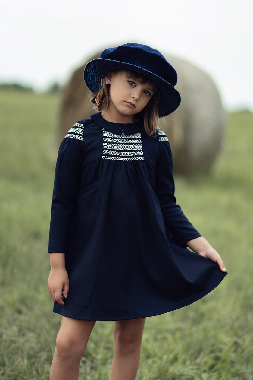 Smocked Swing Collar Dress