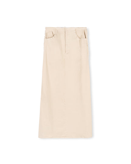 Frayed Seamed Maxi Skirt