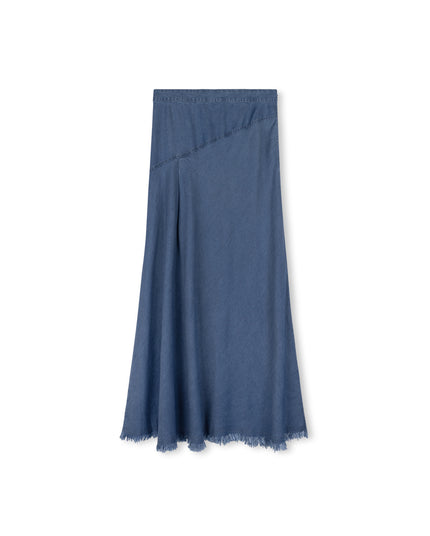 Denim Angled Maxi Skirt