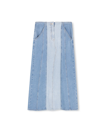 Denim Contrast Panel Skirt