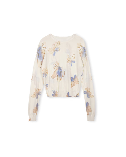 Floral Print Crew Neck Sweater