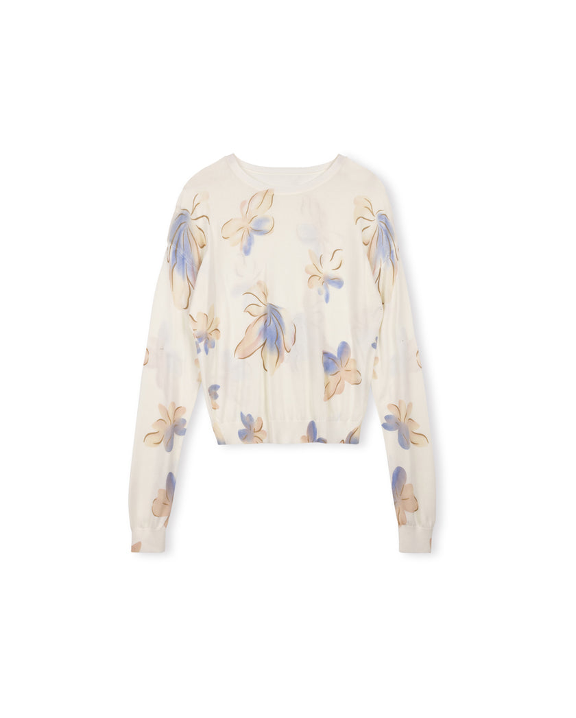 Floral Print Crew Neck Sweater