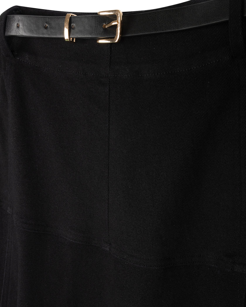 Drop Seam Paneled Denim Skirt