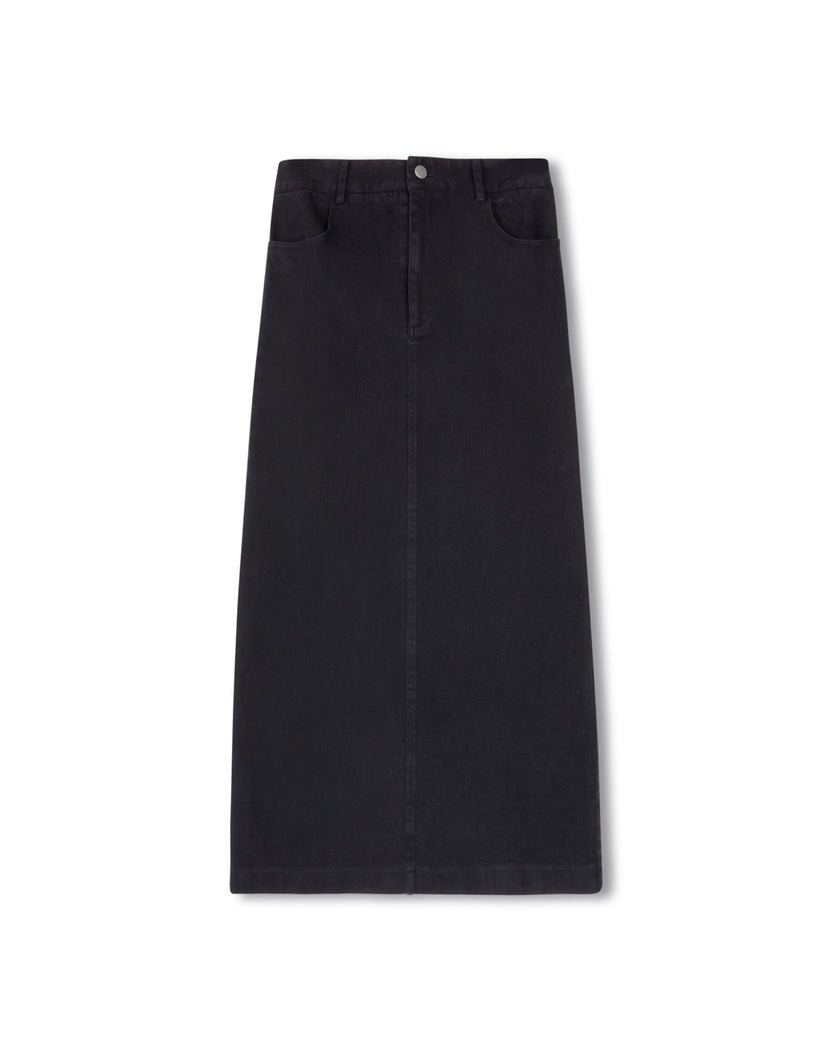 Denim Straight Maxi Skirt