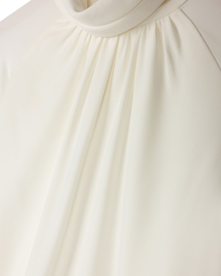 Silk Drape Neckline Blouse & Tuxedo Jumper