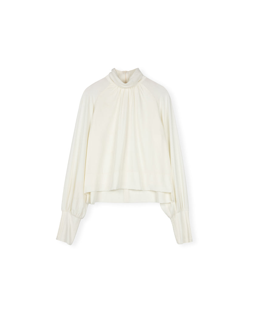 Silk Drape Neckline Blouse & Tuxedo Jumper