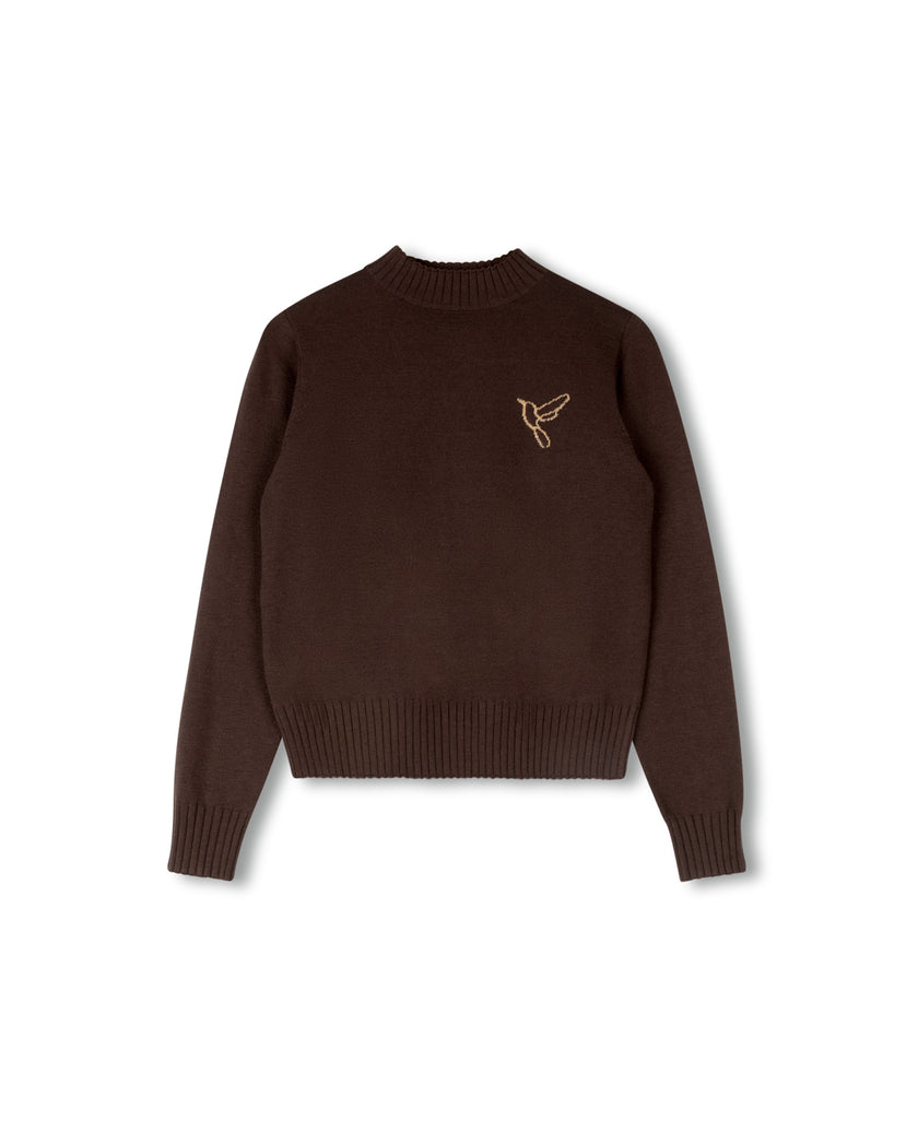 Flower Embroidered Crew Neck