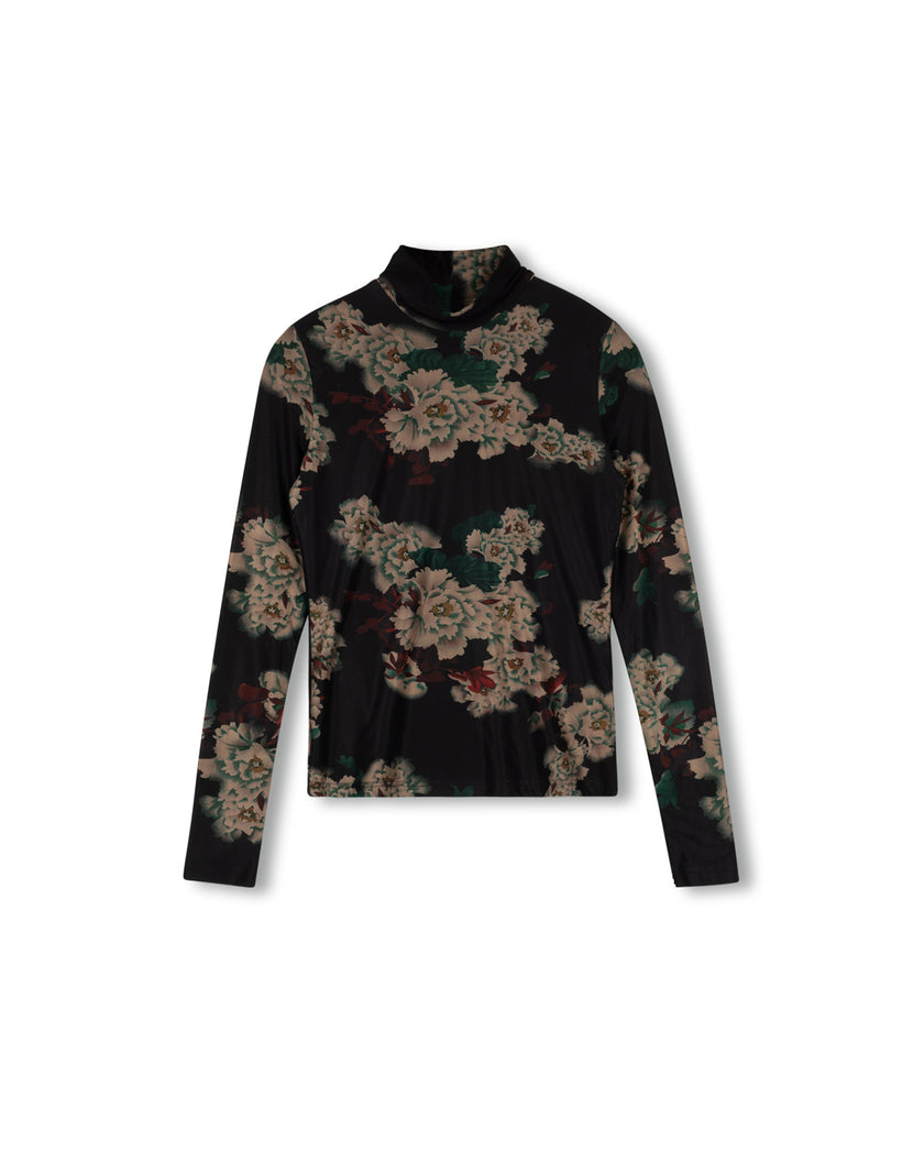 Danube Floral Mesh Turtleneck