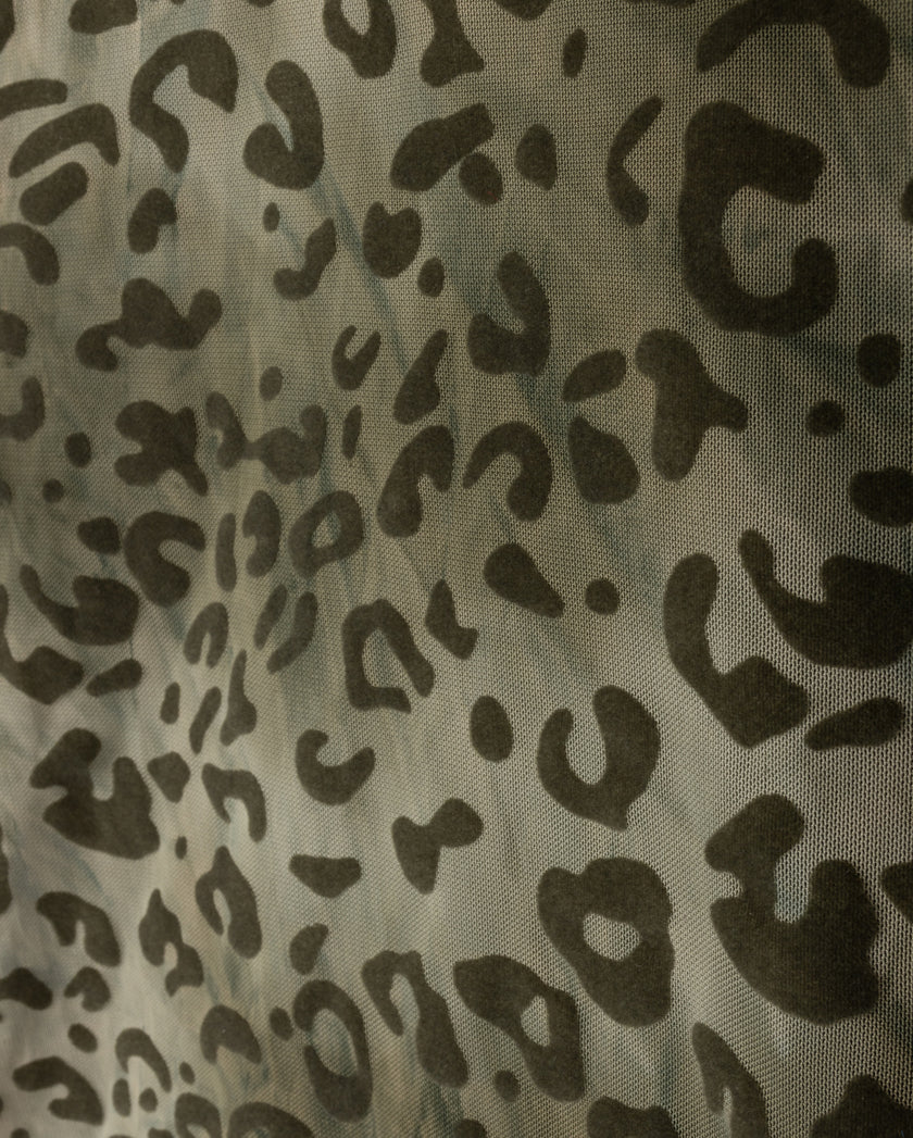 Lepord Velvet Print Mesh Turtleneck