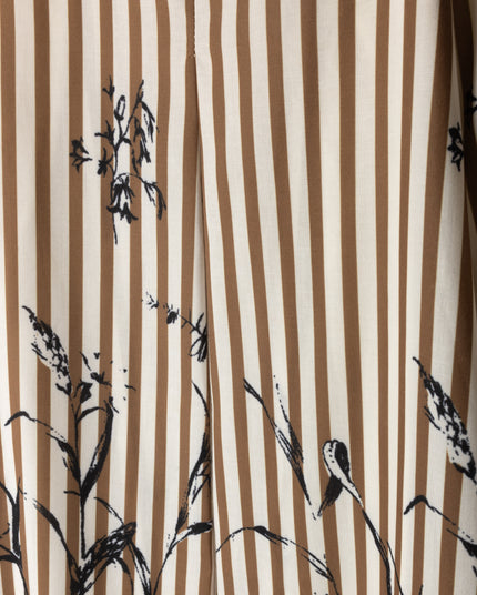 Novella Poplin Stripe Floral Detailed Maxi Skirt