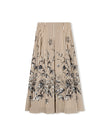 Novella Poplin Stripe Floral Detailed Maxi Skirt
