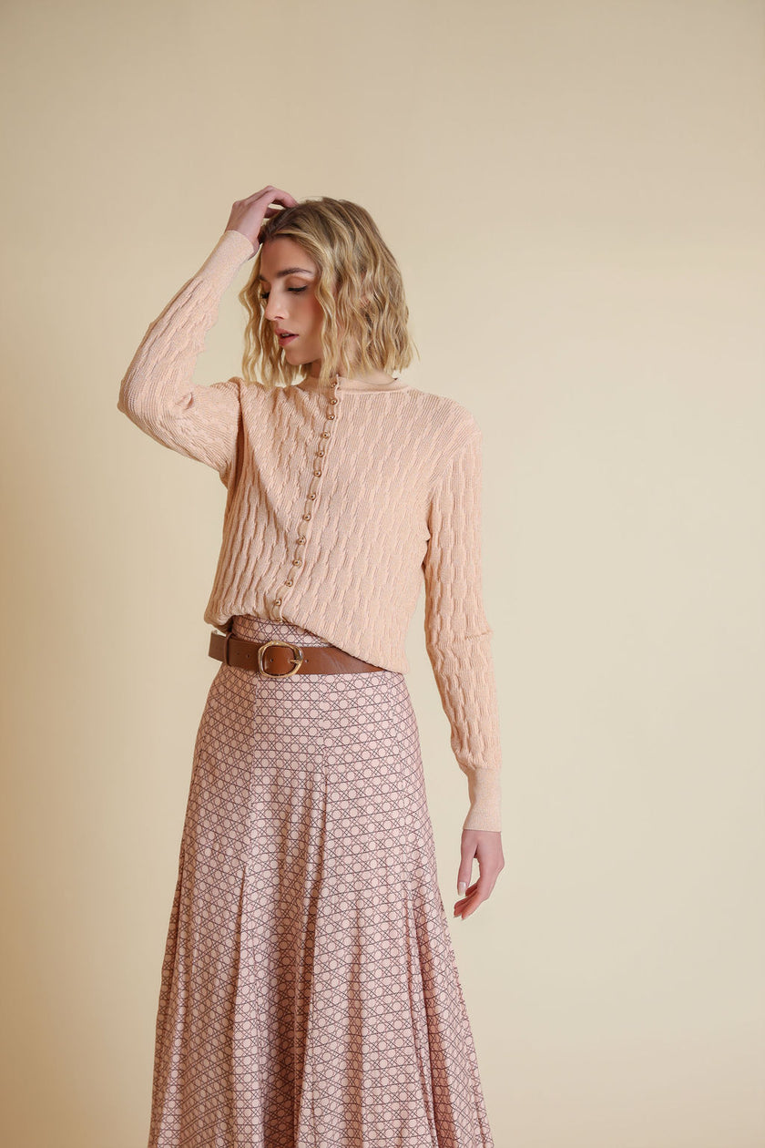 Begonia Metallic Squiggle Cardigan