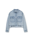 Beige Large Pockets Denim Shirt