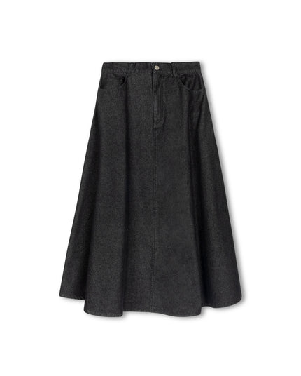 Denim Panel Flair Skirt