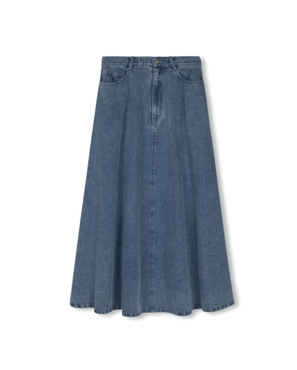 Denim Panel Flair Skirt