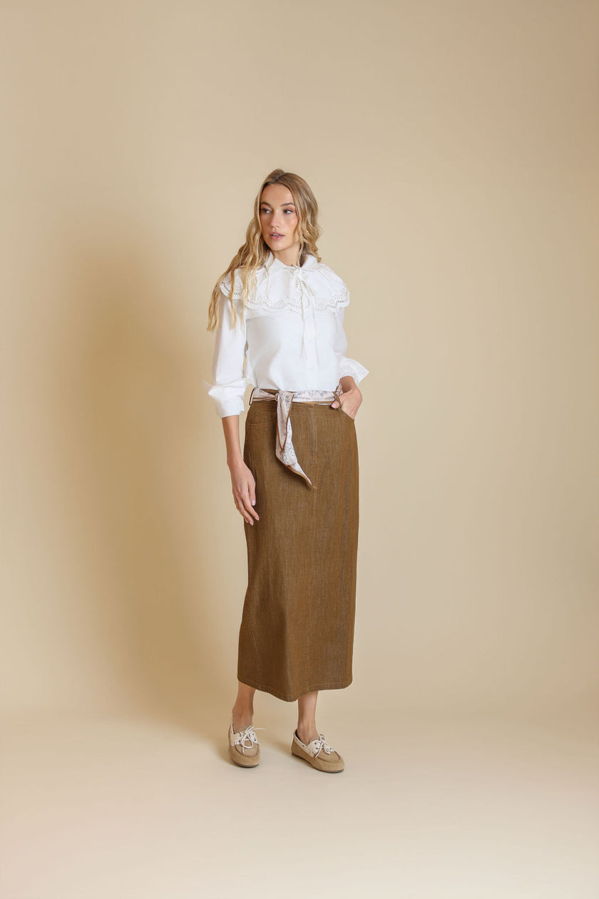 Slate Straight Denim Skirt