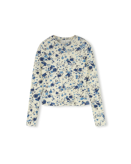 Floral Printed Ribbed Tee
