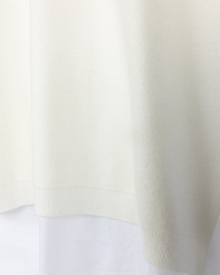 Shift Puff Sleeve Knit and Poplin Top