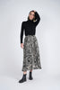 Accordian Pleated Printed Chiffon Midi Skirt