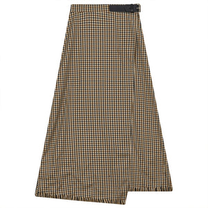 Plaid Wrap Fringe Skirt