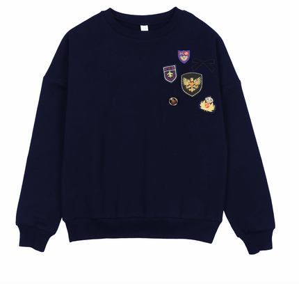 Badge Girl Sweatshirt W Velvet Bow