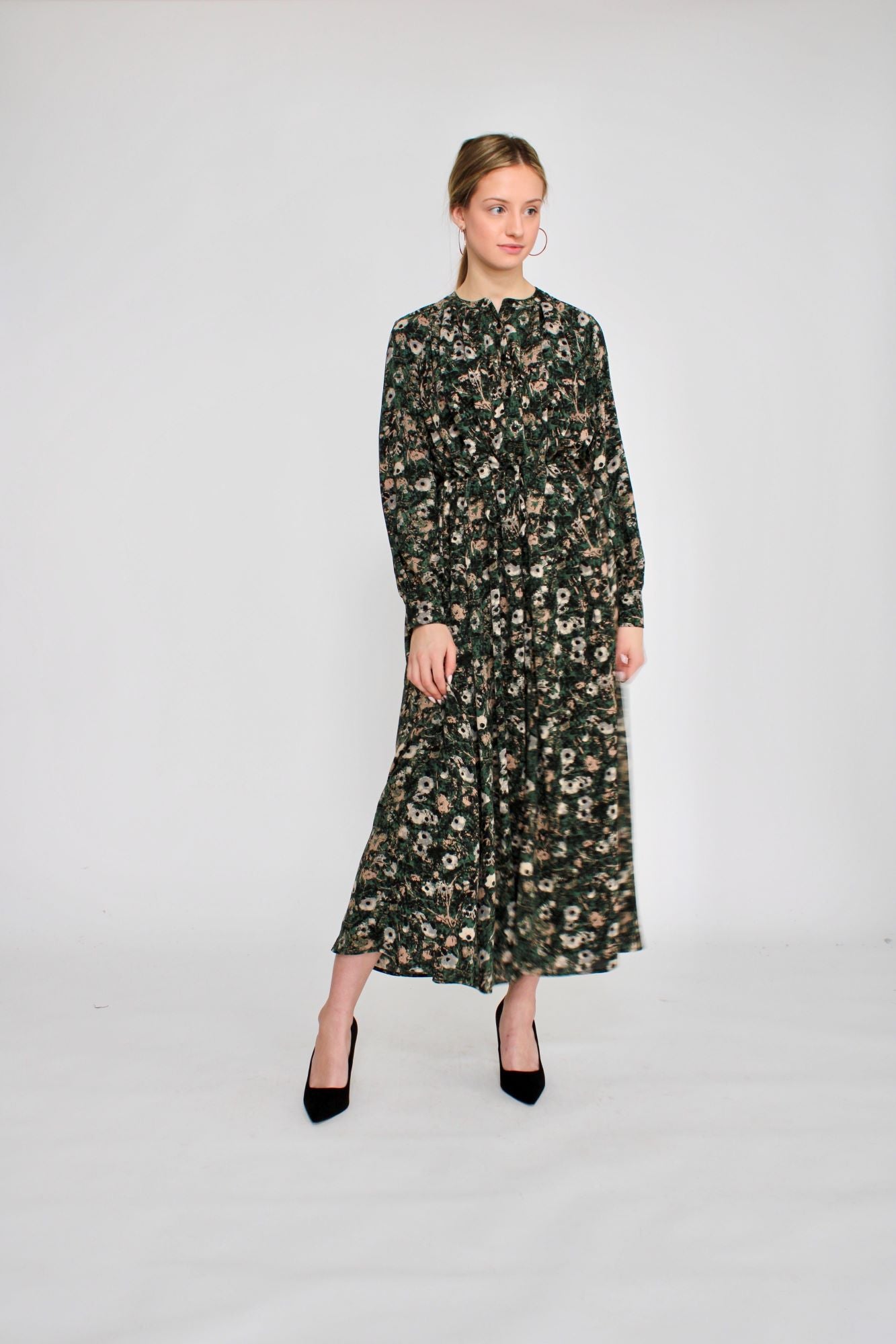Floral Drawstring Midi Dress
