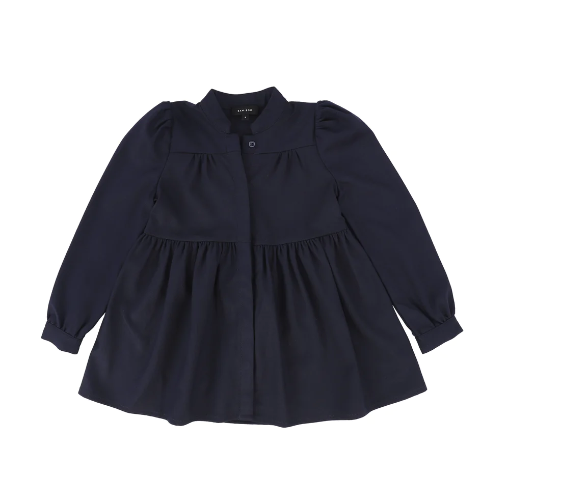 Wool Tiered Dress with Buttons