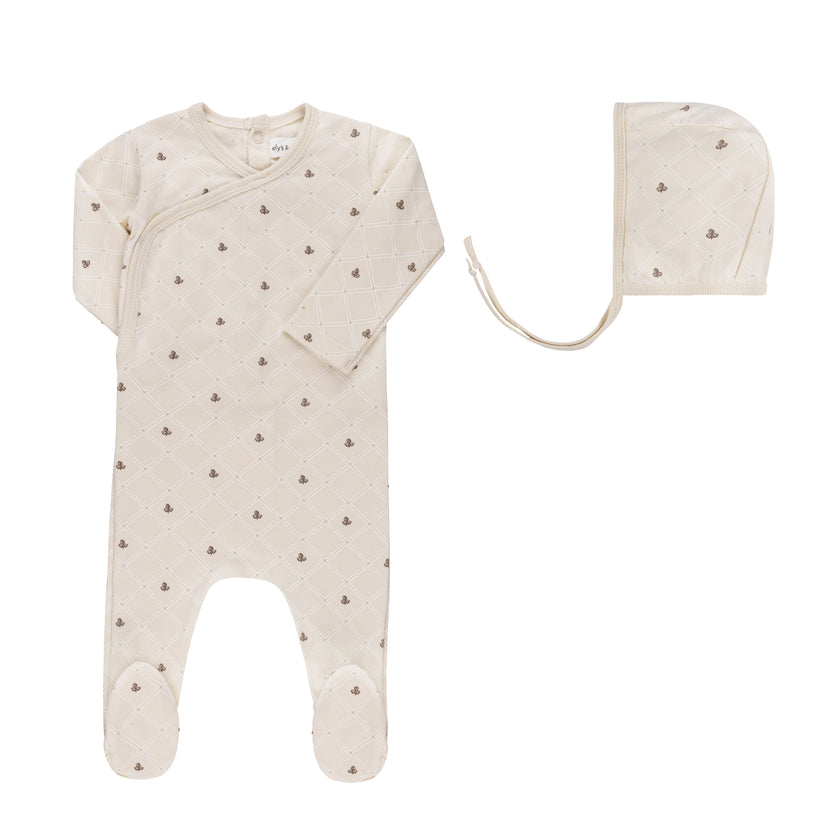 Jersey Cotton Floral Grid Collection - Footie Set