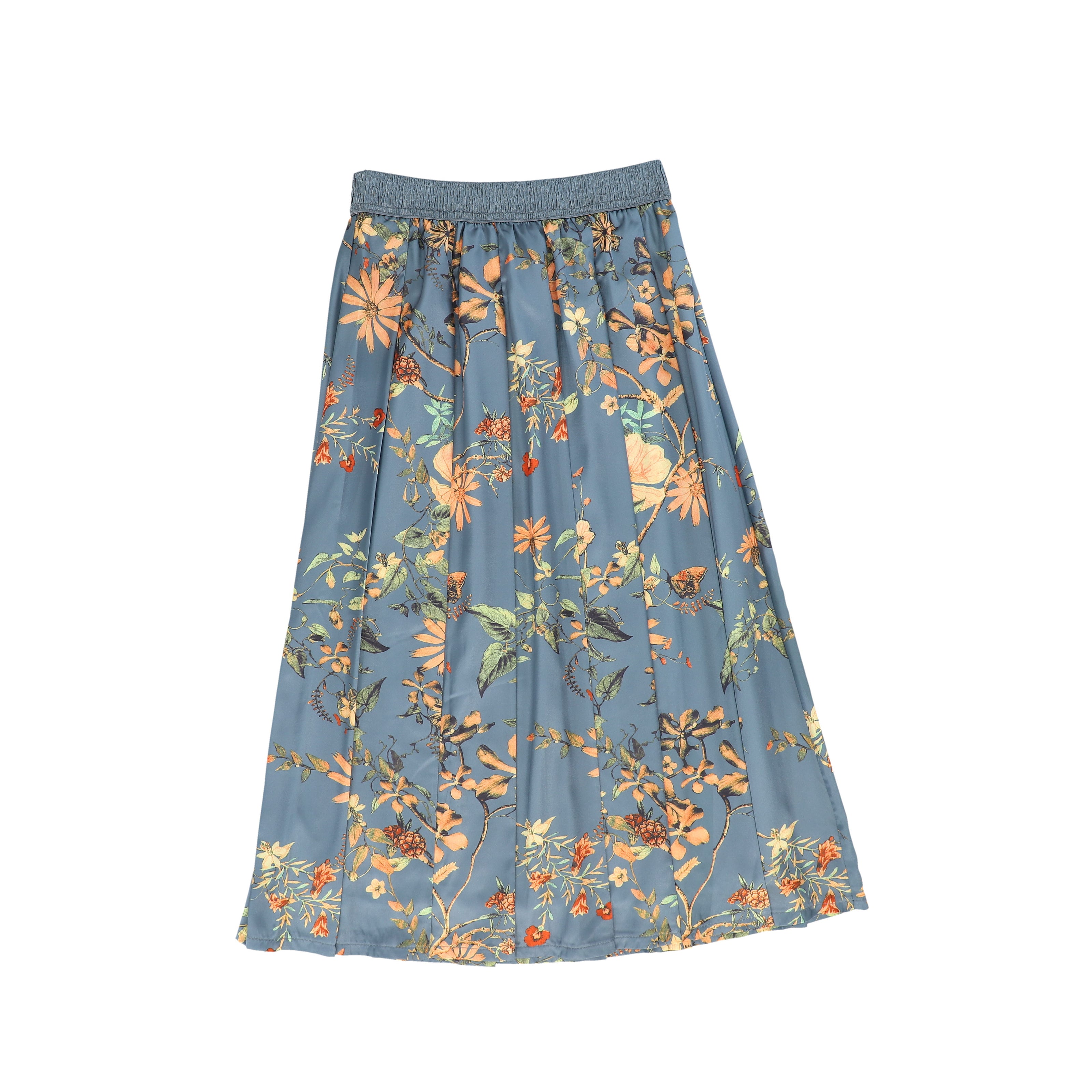 Garden Print Pleated Maxi Skirt