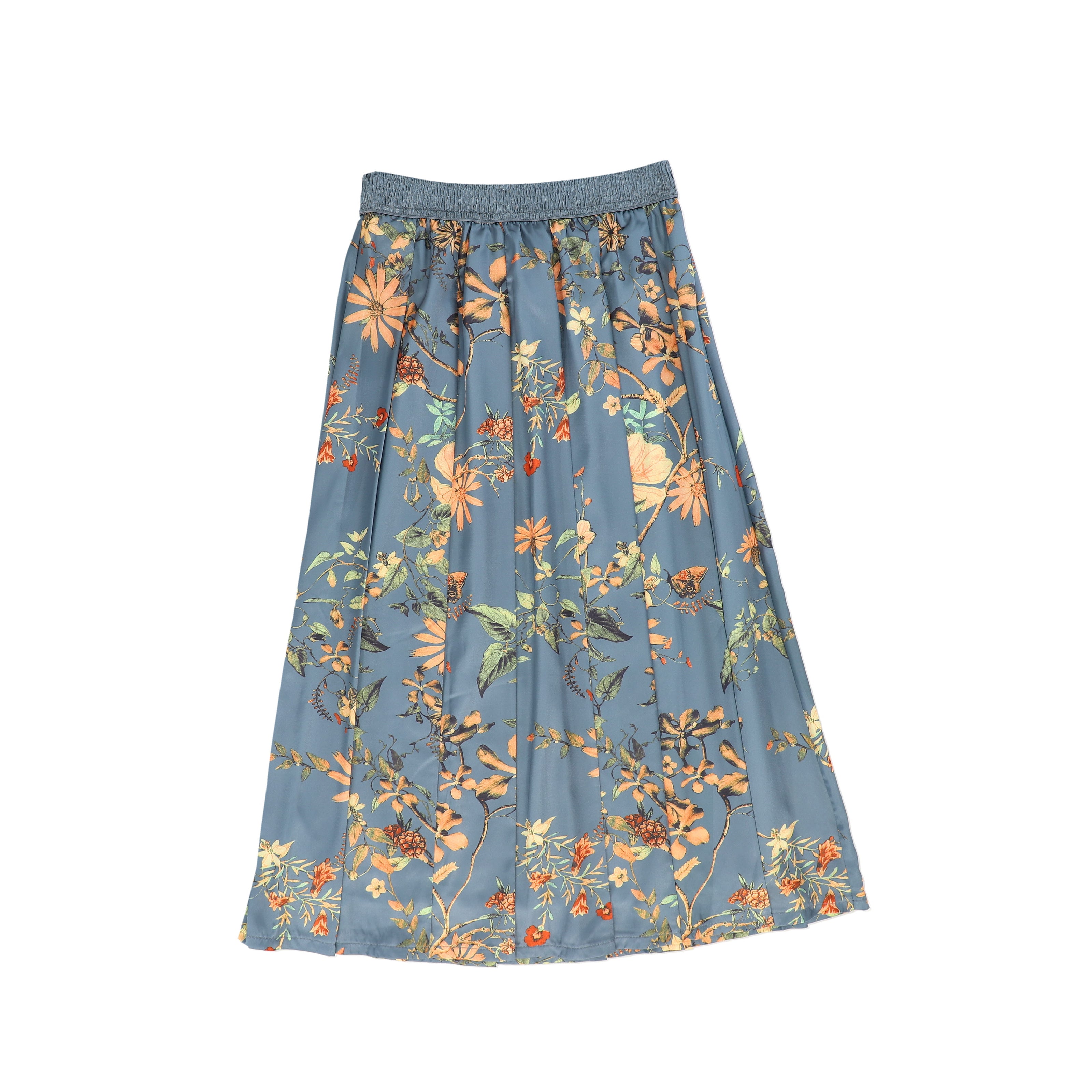 Garden Print Pleated Maxi Skirt