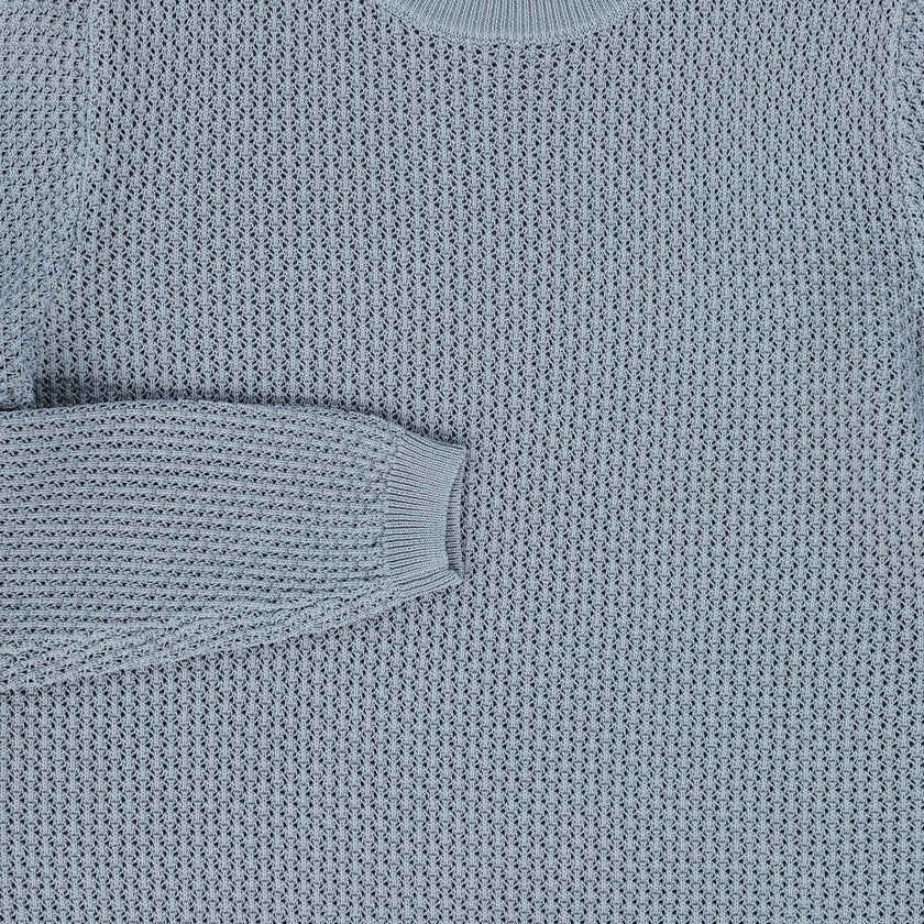 Pointelle Knit Crewneck Sweater