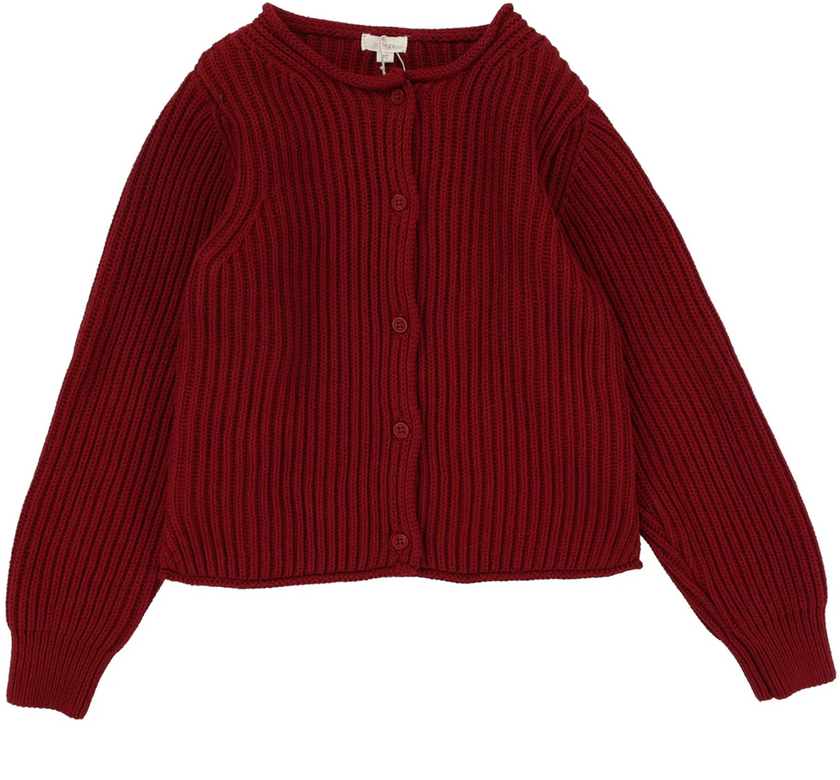 Deep Red Knit Cardigan