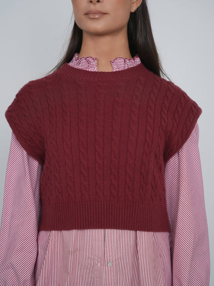 Point Cable Knit Vest
