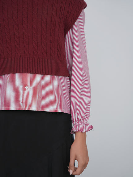 Point Cable Knit Vest