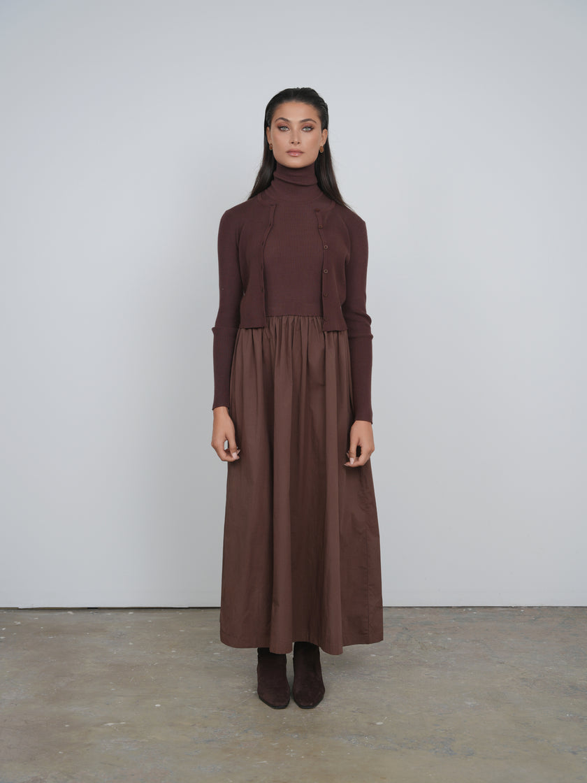 Point Mixed Poplin Dress