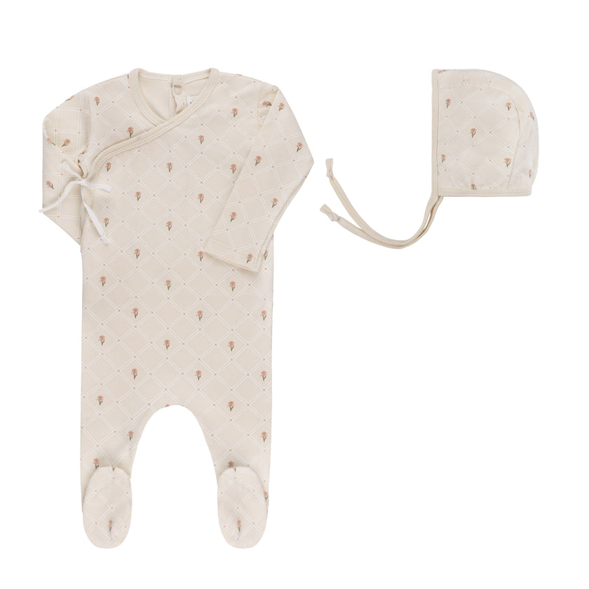 Jersey Cotton Floral Grid Collection - Footie Set