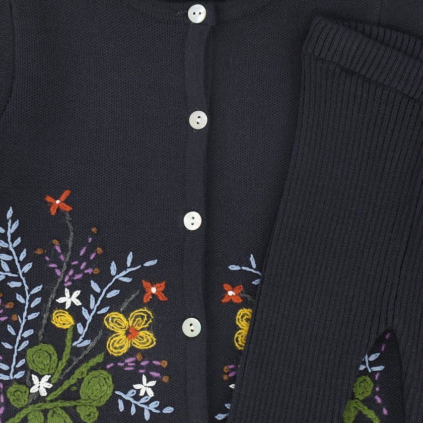 Embroidered Cardigan Set