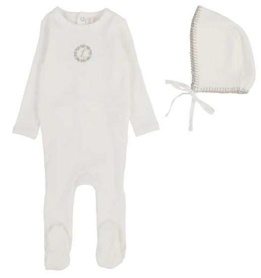 Velour Cardi Footie Set