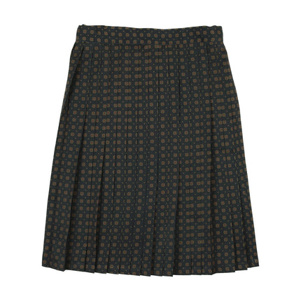 Pleated Skirt Navy Print