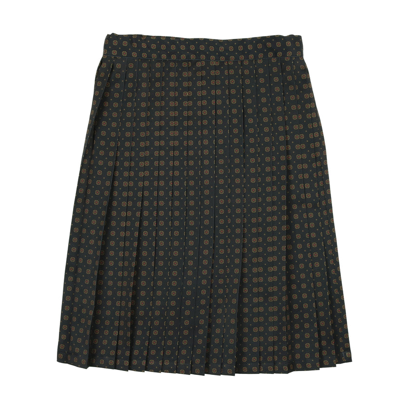 Pleated Skirt Navy Print
