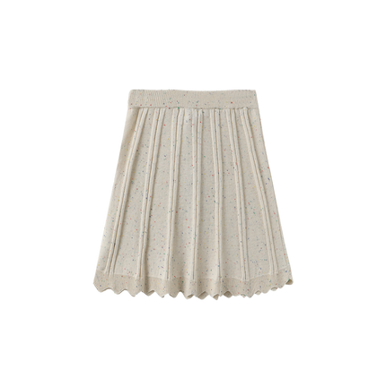 Marled Knit Scallop Trim Skirt