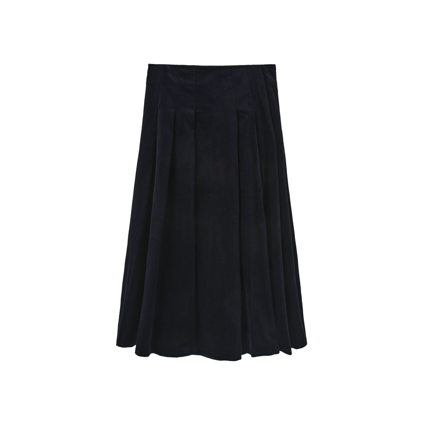 Corduroy Combo Pleated Skirt